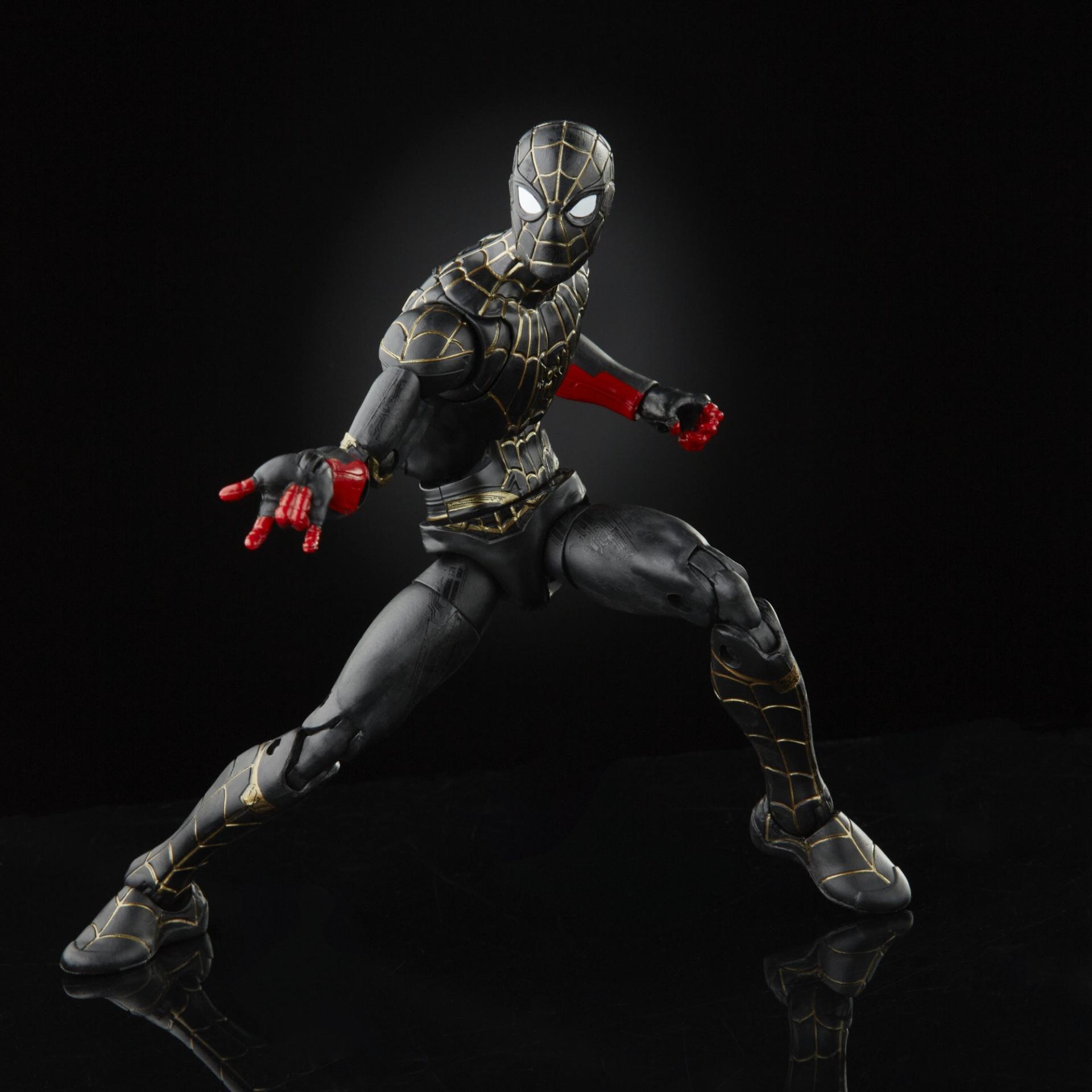 Marvel legends series hasbro black gold suit spider man jawascave 2