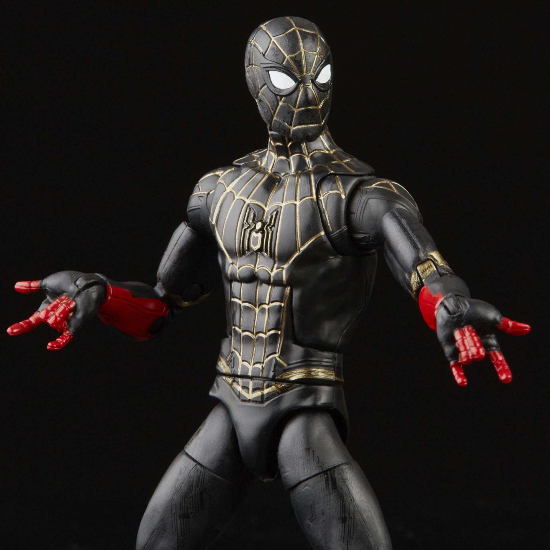 Marvel legends series hasbro black gold suit spider man jawascave 3
