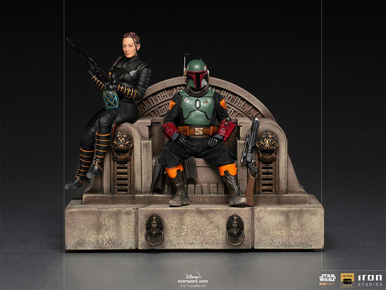 Star wars iron studios the mandalorian boba fett and fennec shand on throne deluxe