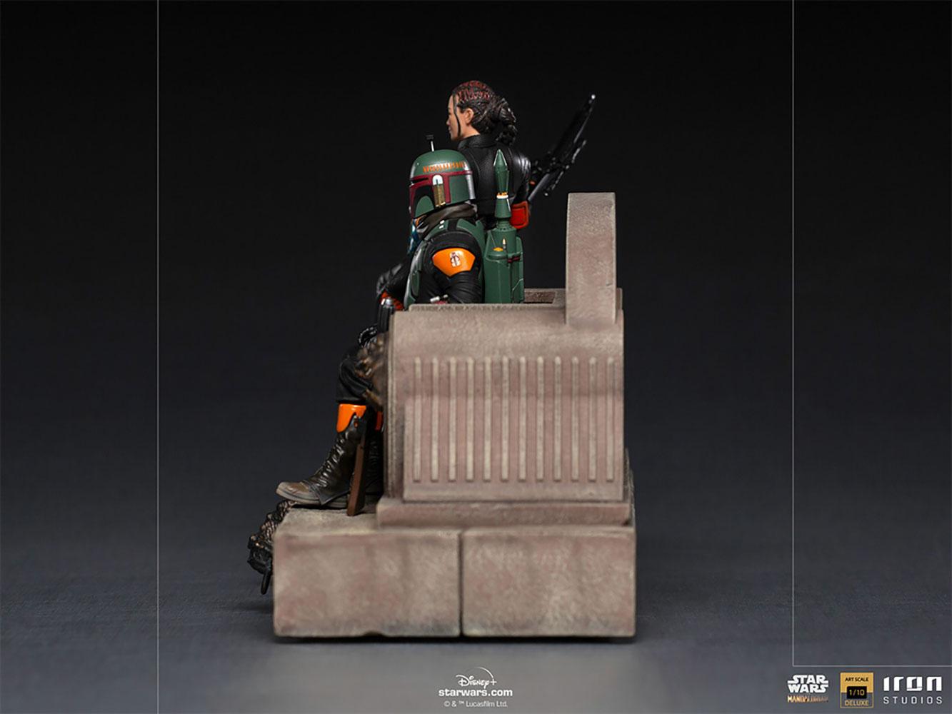 Star wars iron studios the mandalorian boba fett and fennec shand on throne deluxe1