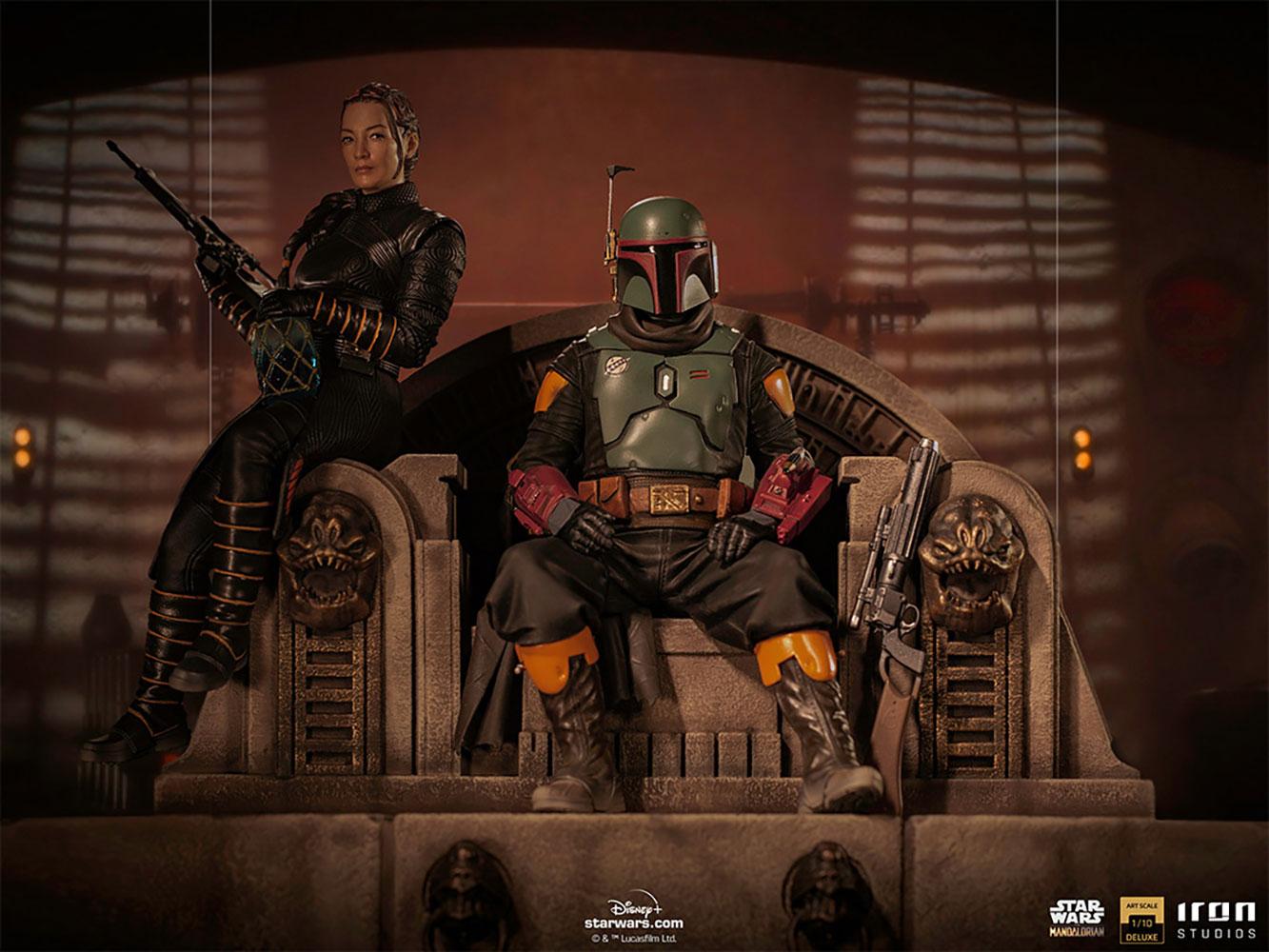 Star wars iron studios the mandalorian boba fett and fennec shand on throne deluxe10