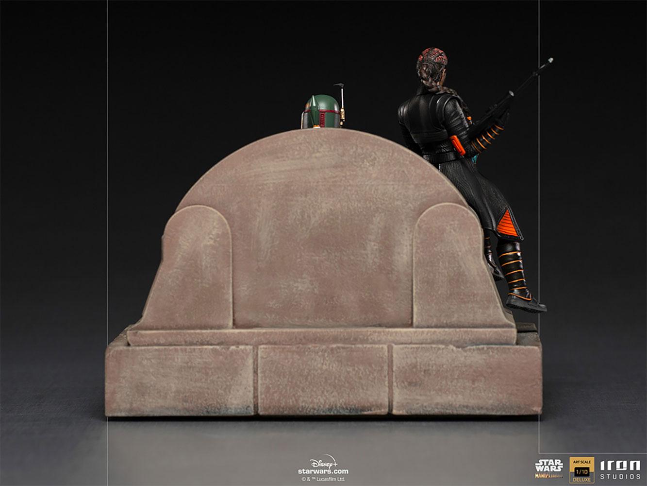 Star wars iron studios the mandalorian boba fett and fennec shand on throne deluxe2