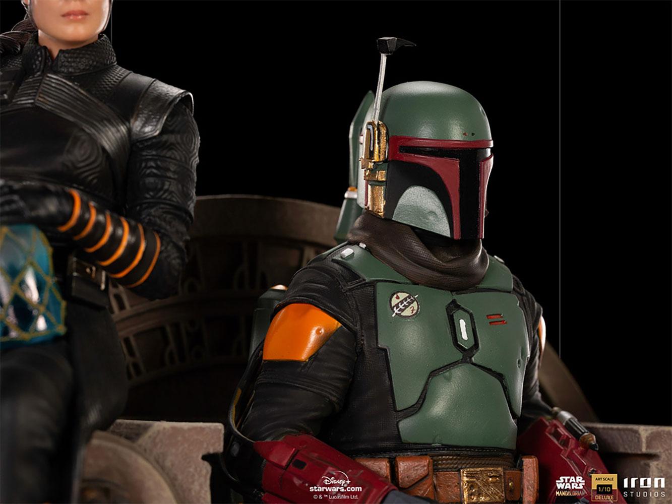 Star wars iron studios the mandalorian boba fett and fennec shand on throne deluxe5