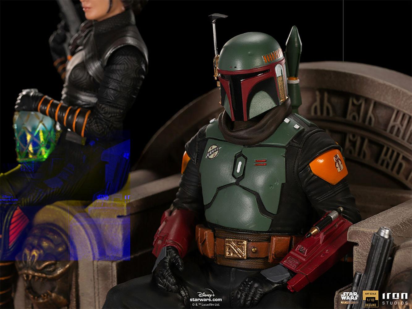 Star wars iron studios the mandalorian boba fett and fennec shand on throne deluxe8