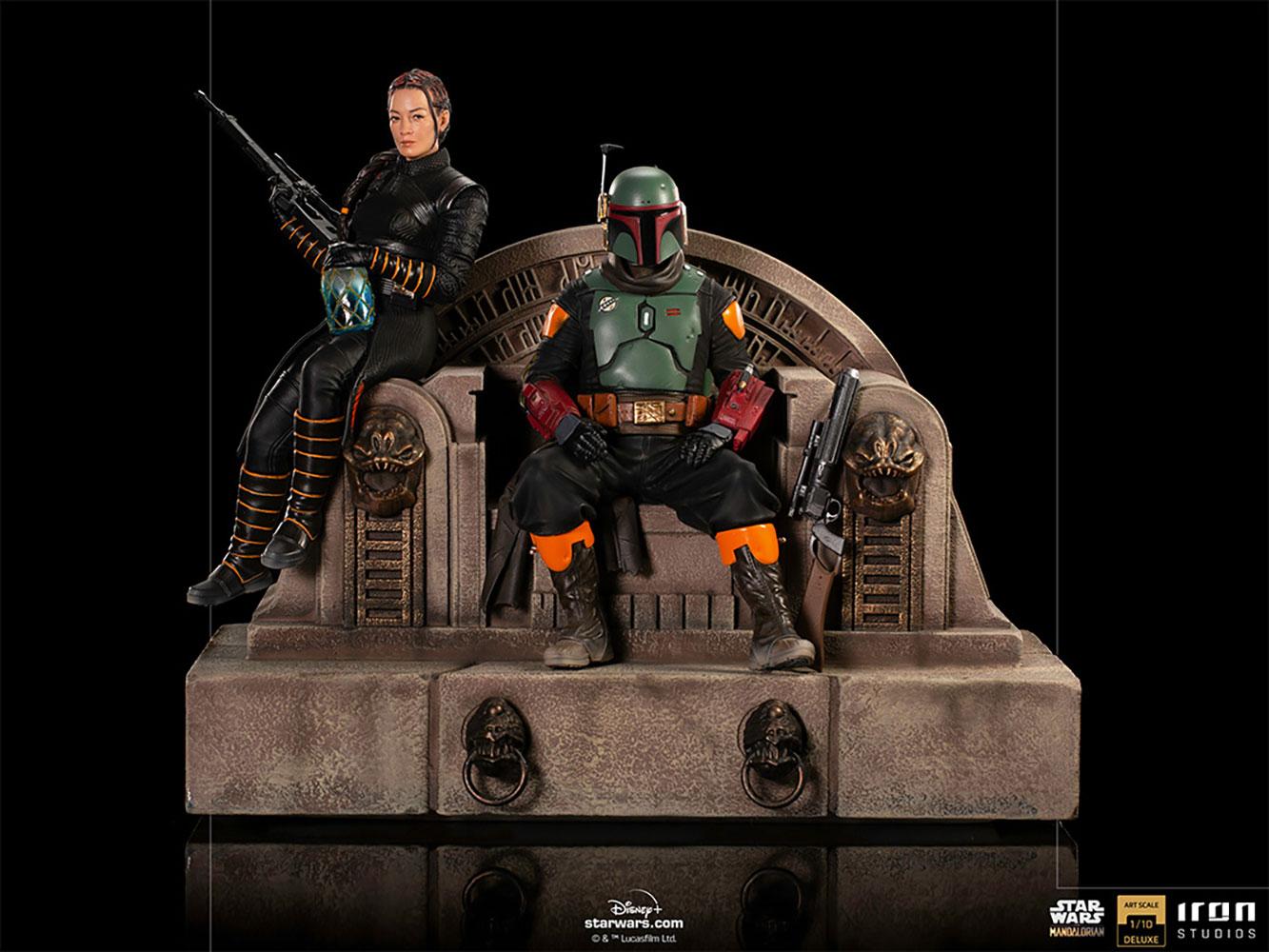 Star wars iron studios the mandalorian boba fett and fennec shand on throne deluxe9